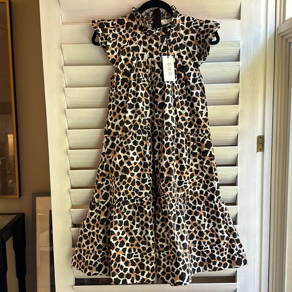 NWT Sea New York Cheetah Print Tiered Ruffle Dress - Picture 2 of 7